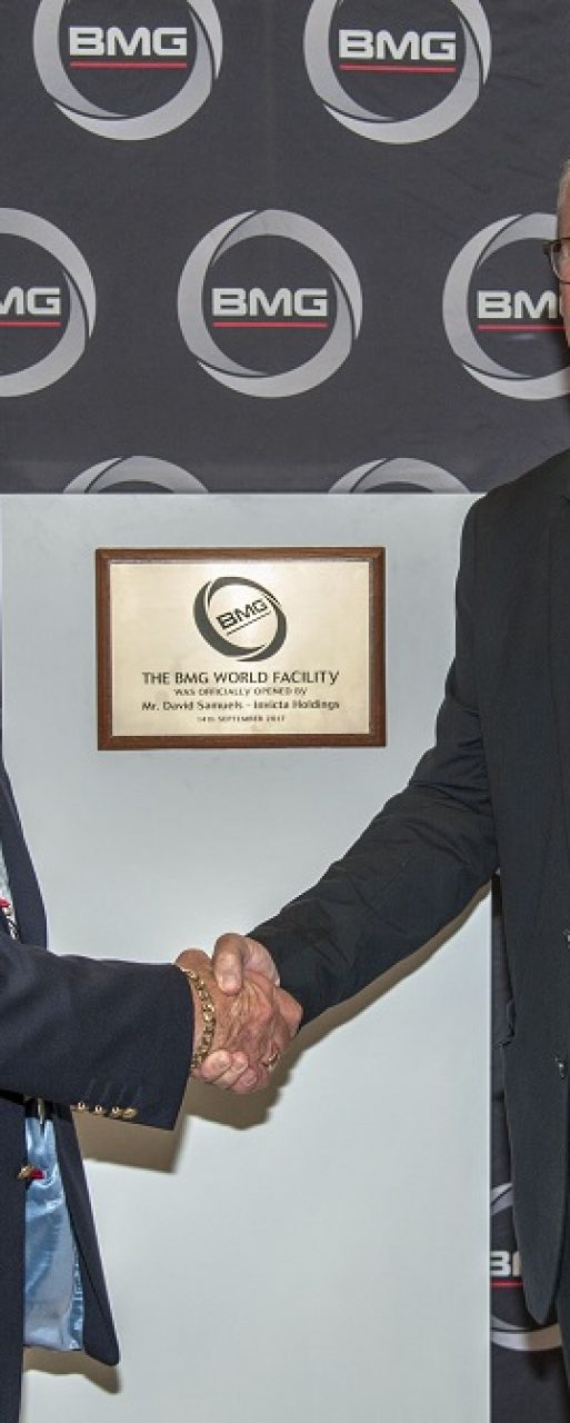 Official opening of BMG World – ( left) David Samuels Independent Non Executive Director Invicta Holdings and Gavin Pelser MD BMG