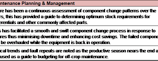 Maintenance planing