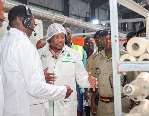 CS Kagwe at a unit at West Valley Sugar Company sugar processing