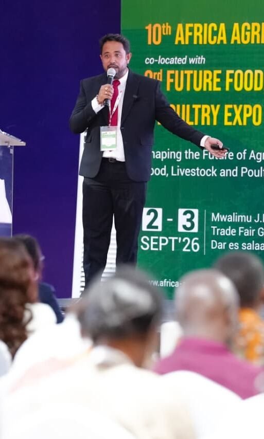 Agricom Head of Procument Sudip Bhowmik Givinga speech at the Africa Agri Expo 2026